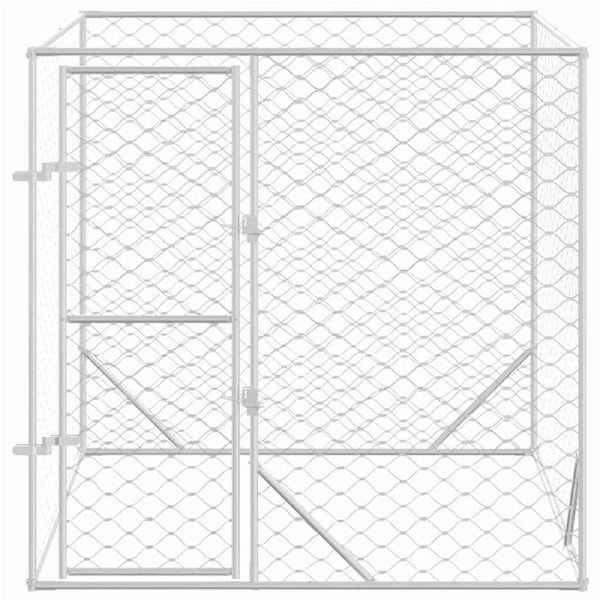 Outdoor Dog Kennel Silver 2x2x2 m