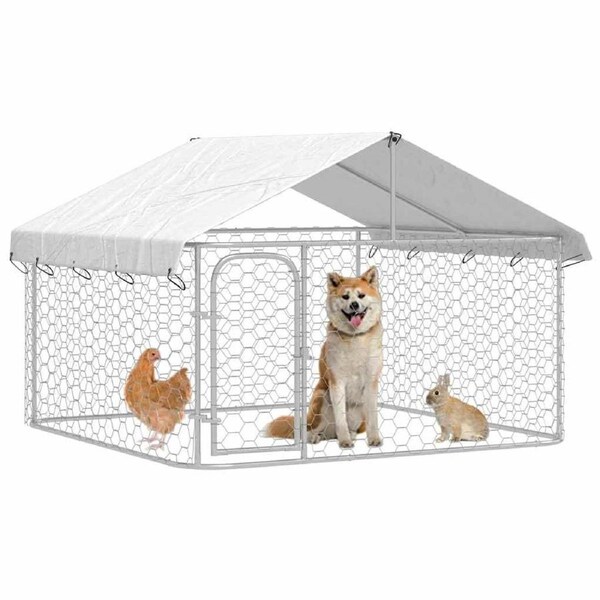 Outdoor Dog Kennel with Door & Roof 200x200x150 cm
