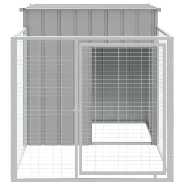 Dog House with Run Light Grey 110x201x110 cm