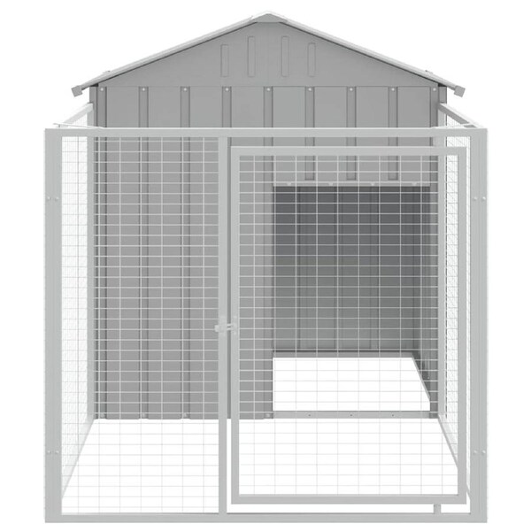 Dog House with Run Dark Grey 117x201x123 cm