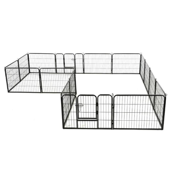 Dog Playpen 16 Panels Steel 60x80 cm Black