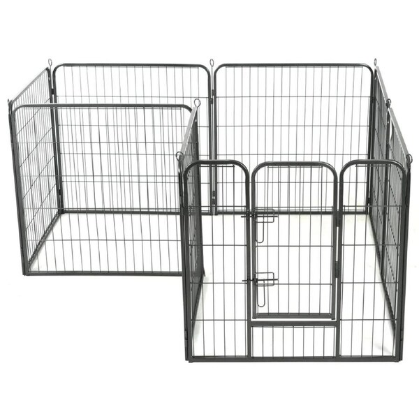 Dog Playpen 16 Panels Steel 80x80 cm Black