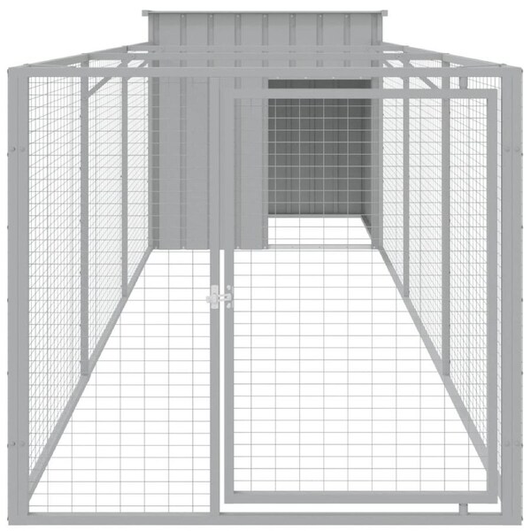 Dog House with Run Light Grey 110x405x110 cm