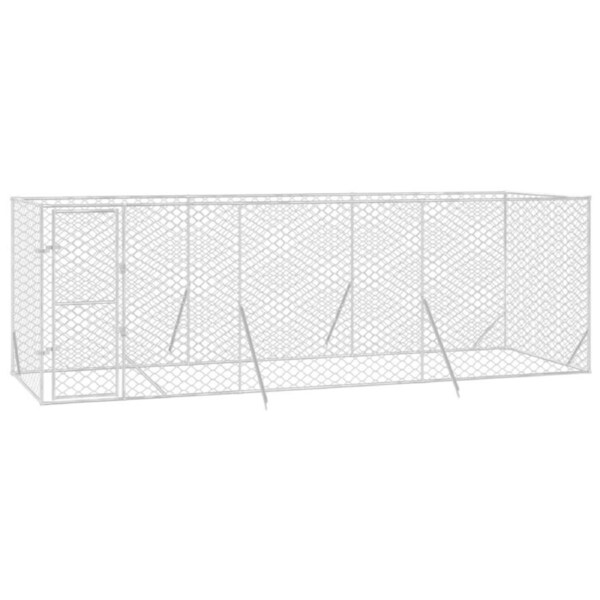 Outdoor Dog Kennel Silver 6x2x2 m
