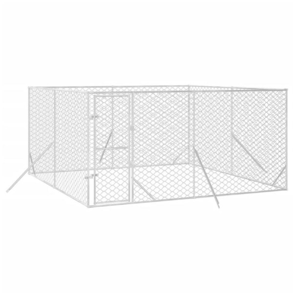 Outdoor Dog Kennel Silver 4x4x2 m