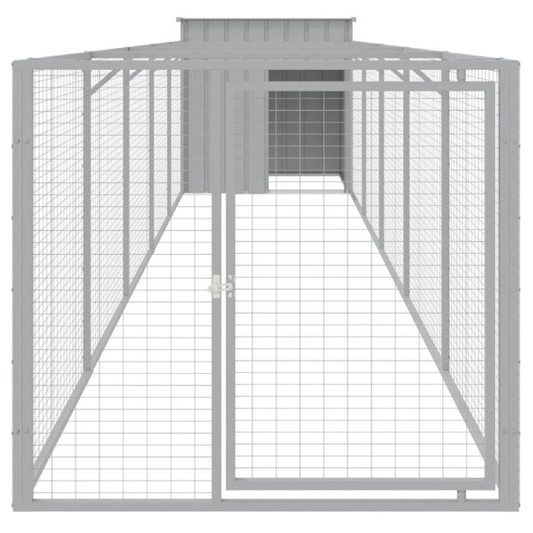Dog House with Run Dark Grey 110x609x110 cm