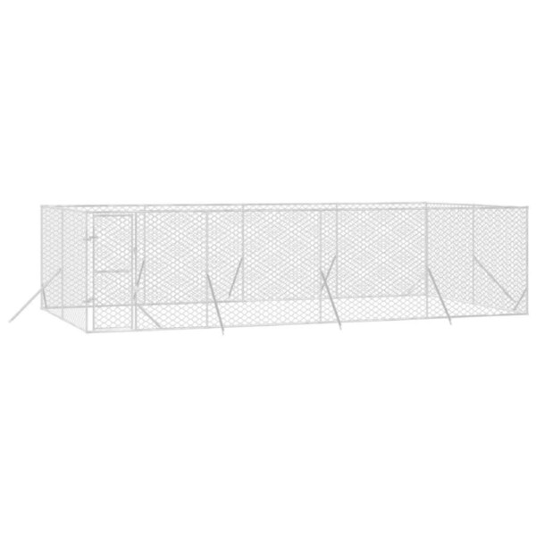 Outdoor Dog Kennel Silver 8x4x2 m