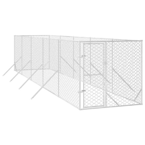Outdoor Dog Kennel Silver 2x10x2 m