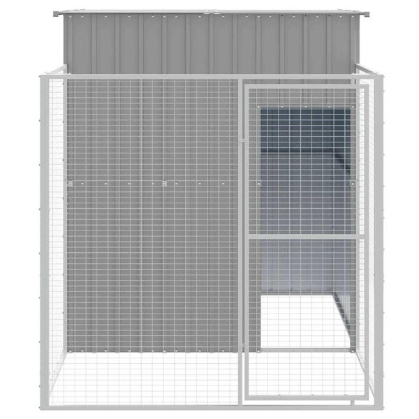 Dog House with Run Dark Grey 165x251x181 cm