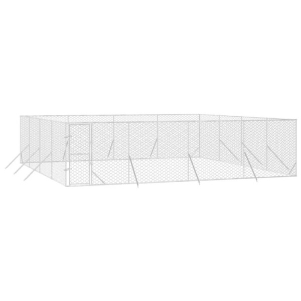 Outdoor Dog Kennel Silver 8x8x2 m