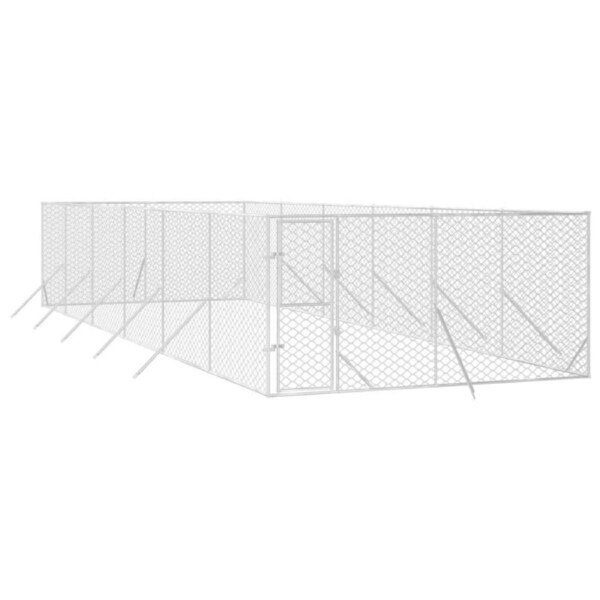 Outdoor Dog Kennel Silver 4x12x2 m