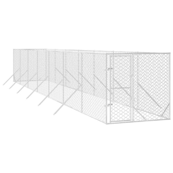 Outdoor Dog Kennel Silver 2x14x2 m