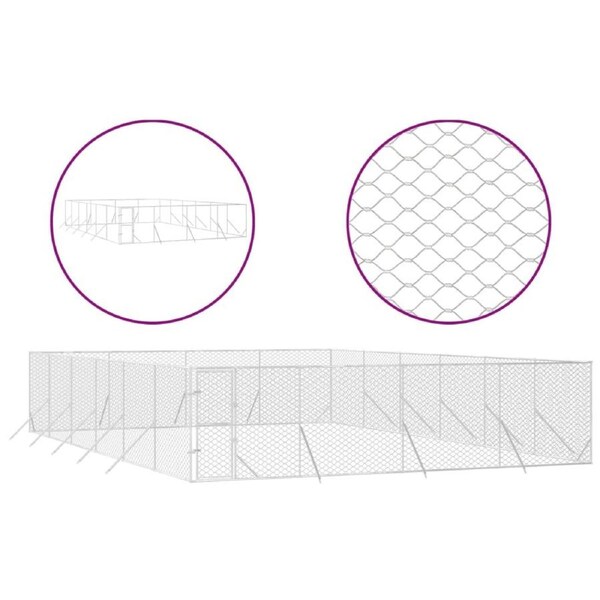 Outdoor Dog Kennel Silver 8x12x2 m