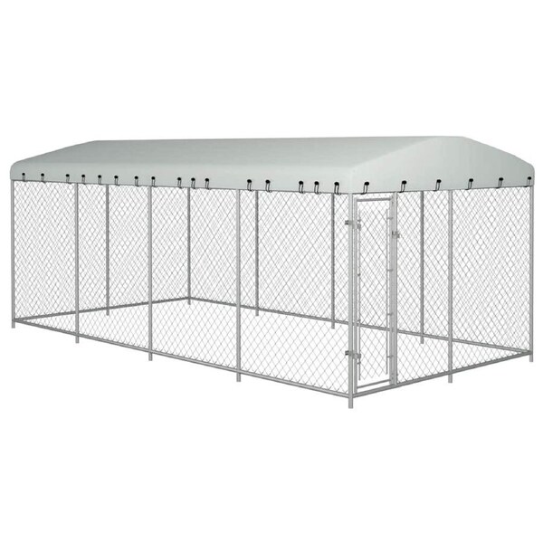 Outdoor Dog Kennel with Roof 7.6x3.8x2.3 m