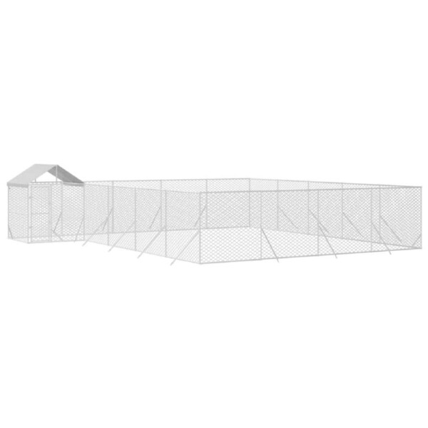 Outdoor Dog Kennel With Roof Silver 10X8X2.5 M