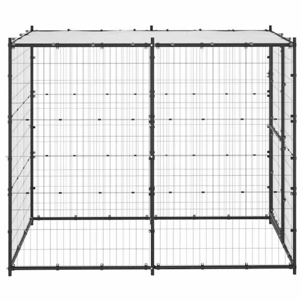 Outdoor Dog Kennel with Roof Steel 3.69 m