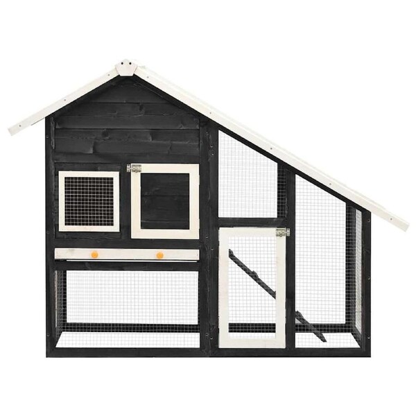Rabbit Hutch Grey and White 140x63x120 cm