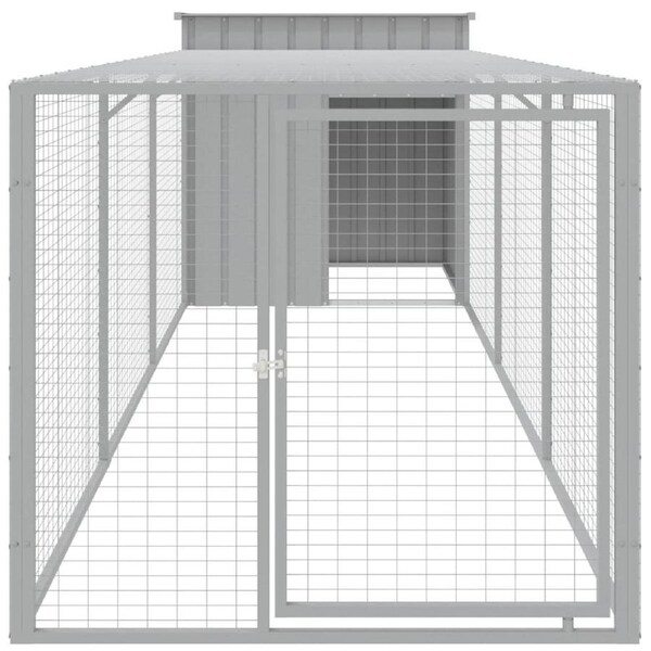 Chicken Cage with Run Light Grey 110x405x110 cm