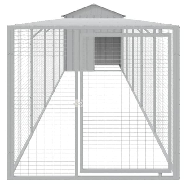 Chicken Cage with Run Light Grey 117x609x123 cm