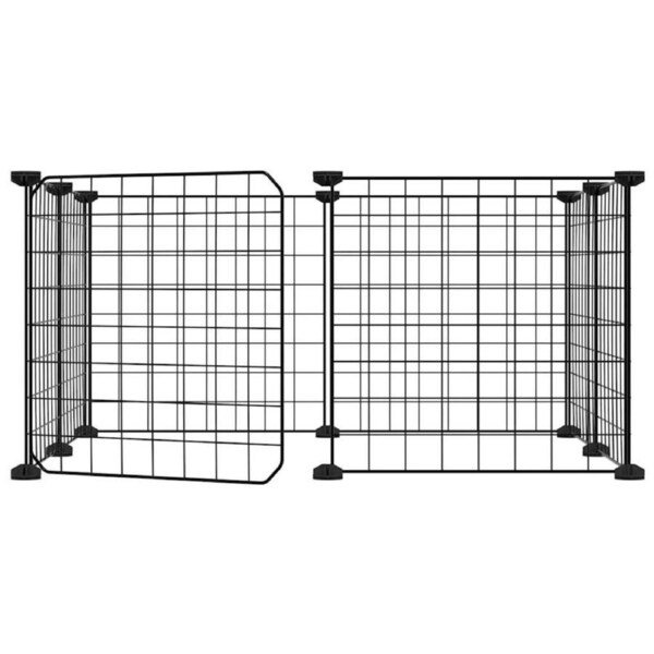44-Panel Pet Cage with Door Black 35x35 cm