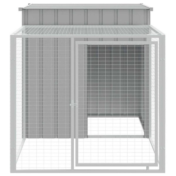 Chicken Cage with Run Light Grey 110x201x110 cm