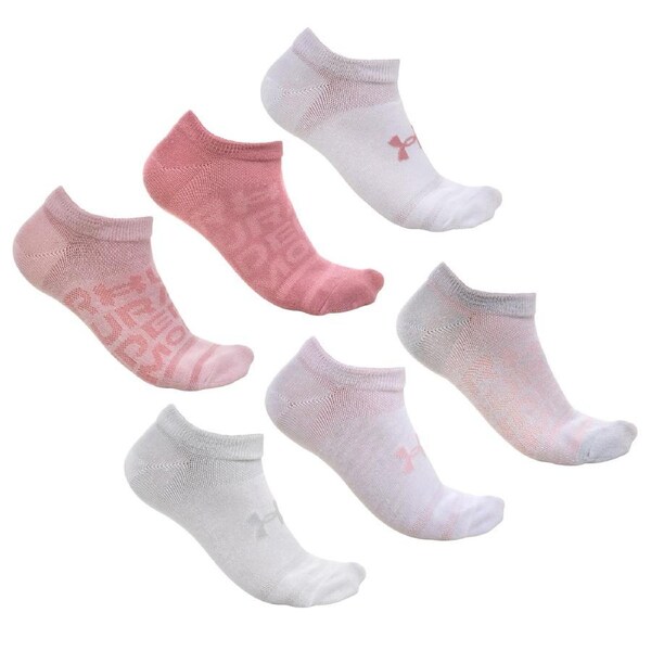 Under Armour Women's Essential No Show 6 Pack Socks Pink Elixir/Prime Pink/Pink Elixir Size M (W6-10)
