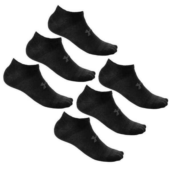 Under Armour Men's Essential No Show 6 Pack Socks Black/Black/Castlerock Size L (M8.5-13)