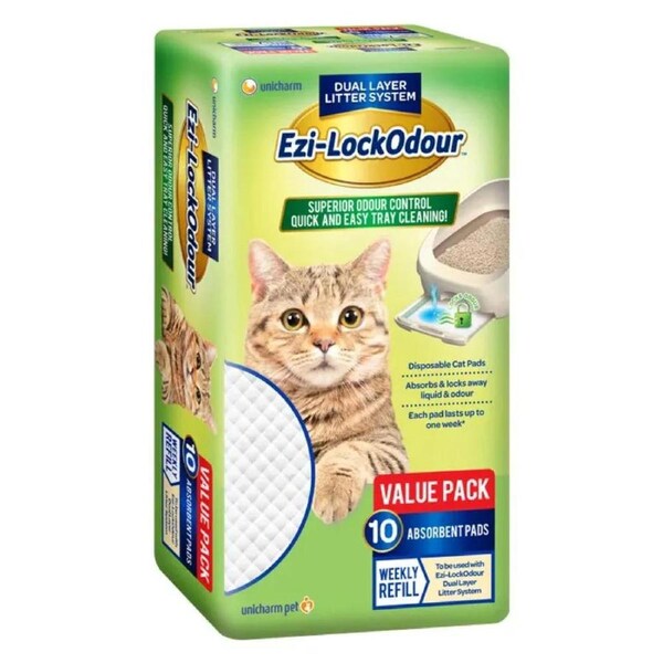 Ezi-Lockodour Dual Layer Cat Litter System Absorbent Cat Pads 10pk