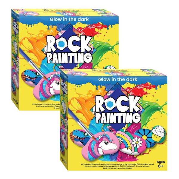 5 Minute Crafts Rock Painting Kit - 2 Pack - Transform A Simple River Rock Into A Colourful Lucky Charm