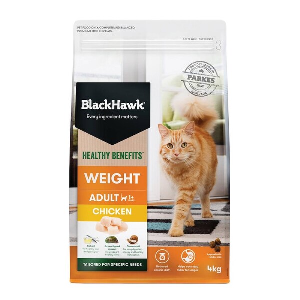 Black Hawk Healthy Benefits Weight Chicken Adult Dry Cat Food 4kg