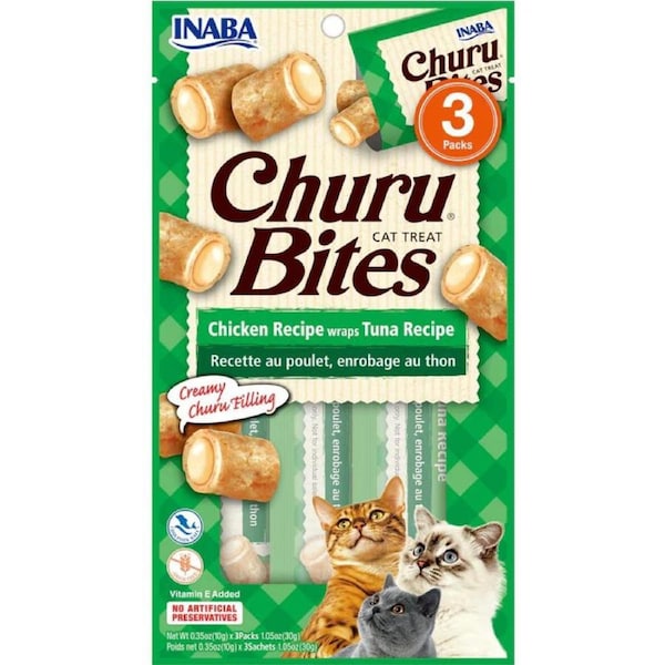 Inaba Churu Bites Chicken Wraps With Tuna Cat Treats 6 X 30g