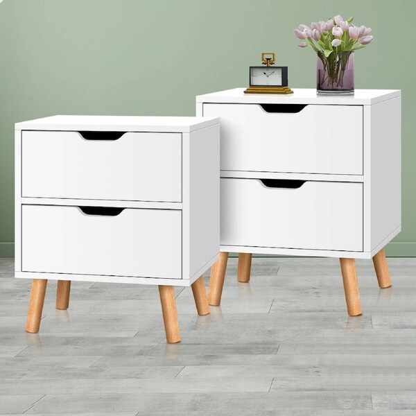 ALFORDSON 2x Bedside Table Nightstand Side Table 2 Drawers White
