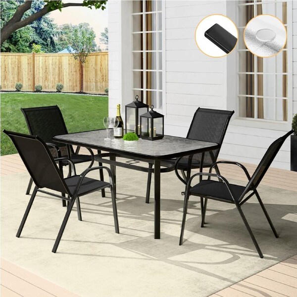 ALFORDSON 5PCS Outdoor Dining Set Table and Chairs Black