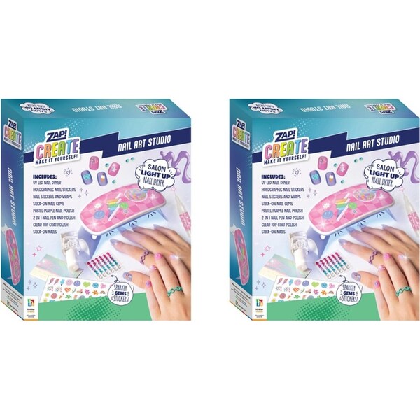2x Zap! Create Nail Art Studio 29x24cm Kids Creative Play DIY Craft Kit 8y+