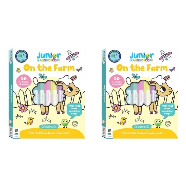 2x Junior Kaleidoscope Kids/Children 29x23cm Colouring Kit On the Farm 3y+