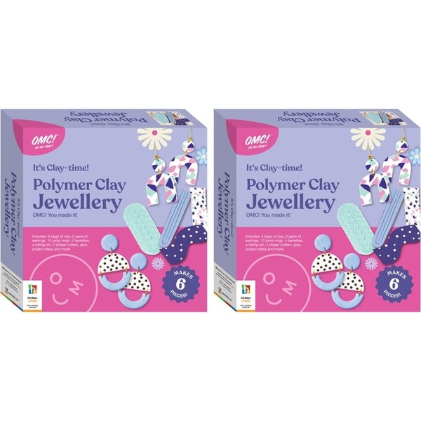 2x OMC! Oh My Craft Polymer Clay Jewellery 22x22cm Teen DIY Craft Kit 14y+