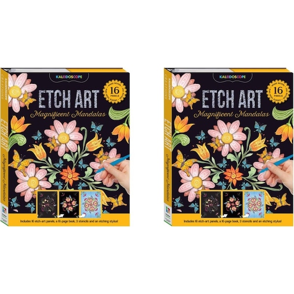2x Kaleidoscope Kids/Children Etch Art Kit 29x23cm Magnificent Mandalas 8y+