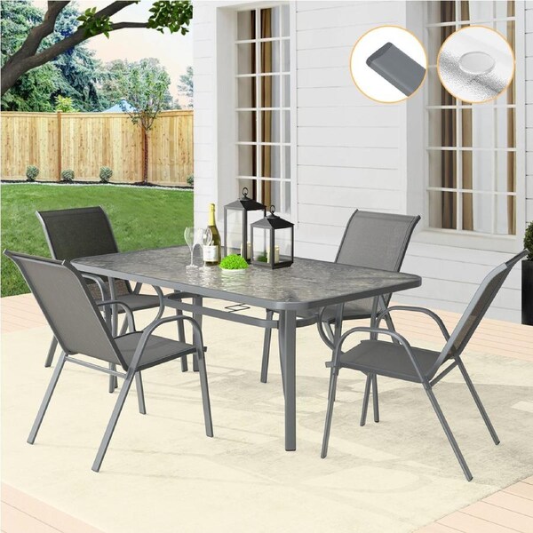 ALFORDSON 5PCS Outdoor Dining Table and Chairs Set Grey