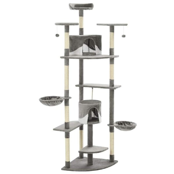 Cat Tree with Sisal Scratching Posts 203 cm Grey and White