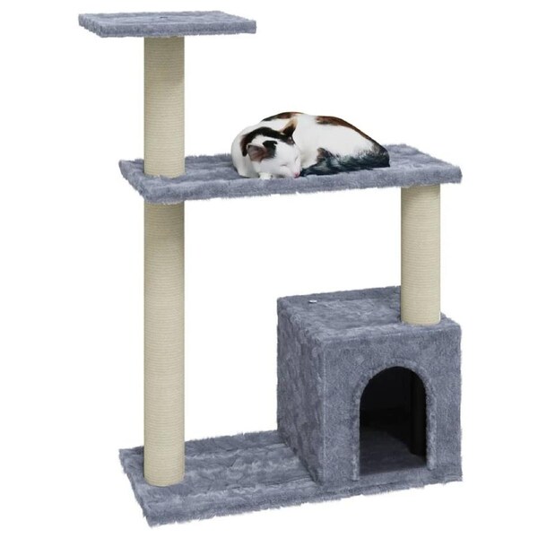 Cat Tree with Sisal Scratching Posts Light Grey 37 cm