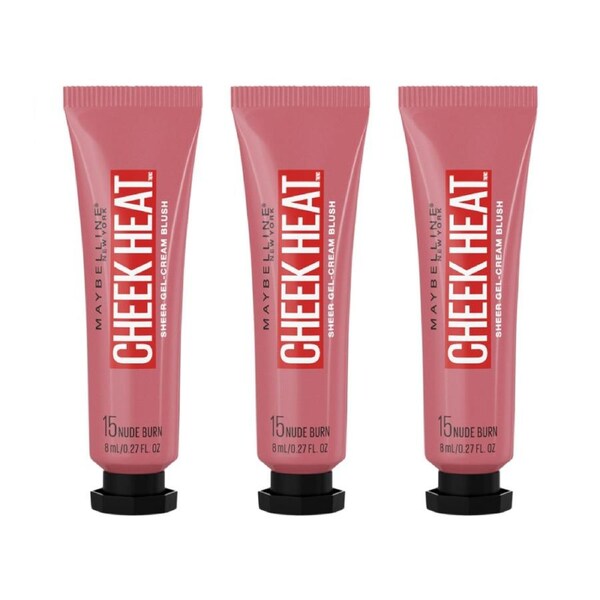 3 x Maybelline Cheek Heat Blush 8mL - 15 Nude Burn