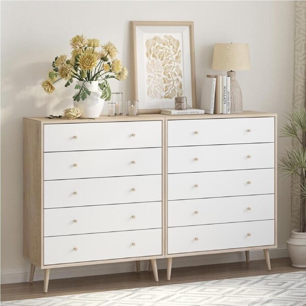 Adriana 10 Drawer Chest of Drawers Tallboy Dressers - Scandinavian Style Chest for Elegant Storage