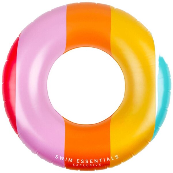 Swim Essentials Kids Inflatable Swim Ring Beach/Pool Floater 90cm Rainbow 6+