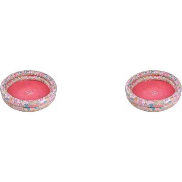 2x Swim Essentials Kids Inflatable Swimming Pool 60cm Round Pink Blossom 0y+