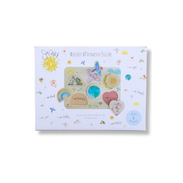6pc SunChild Kids/Chilren Affirmation Educational Wooden Play Toy Puzzle