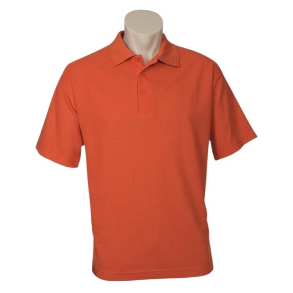 Mens Polo Top Shirt Plain Casual Short Sleeve Pique Knit UPF T-Shirt - Orange 5XL