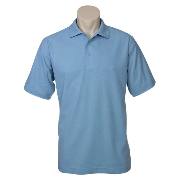 Mens Polo Top Shirt Plain Casual Short Sleeve Knit Basic T-Shirt - Sky Blue XXL