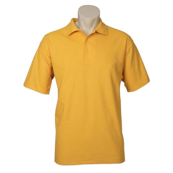Mens Polo Top Shirt Plain Casual Short Sleeve Knit Basic T-Shirt - Yellow 5XL