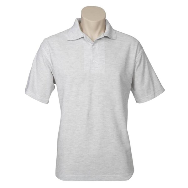 Mens Polo Top Shirt Plain Casual Short Sleeve Pique Knit Basic UPF Rated T-Shirt - Snow Marle (Grey) 3XL