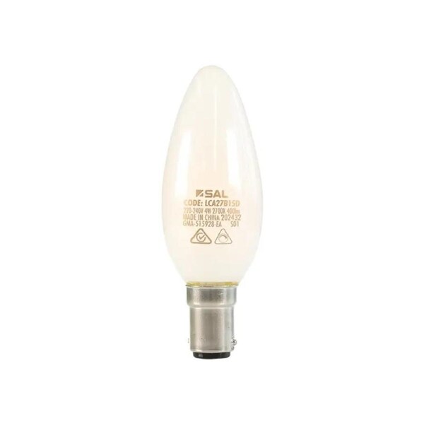 SAL LCA27B15D - Candle Opal LED Bulb 4W Dimmable - B15 - Warm White